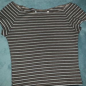 striped off the shoulder top